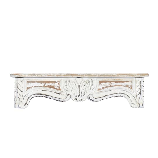White Wood Vintage Wall Shelf, 9" x 36" x 6"
